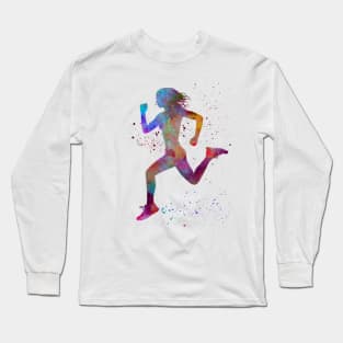 woman runner running jogger jogging silhouette Long Sleeve T-Shirt